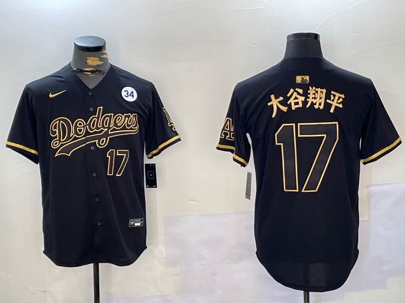 Men Los Angeles Dodgers #17 Ohtani Black Game 2024 Nike MLB Jersey style 10291